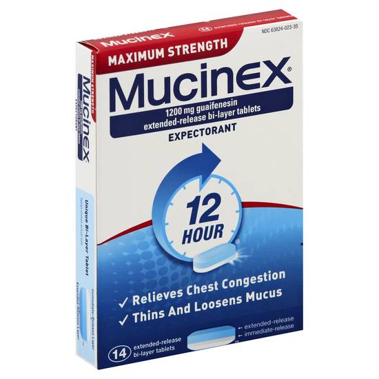 Mucinex Expectorant Guaifenesin 1200 mg Tablets (14 ct)