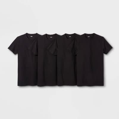 Goodfellow & Co. Short Sleeve Crewneck T-Shirts, Men, XL, Black (4 ct)