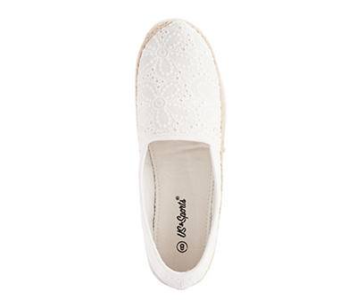 Women's 9 White Eyelet A-Line Espadrille Shoe