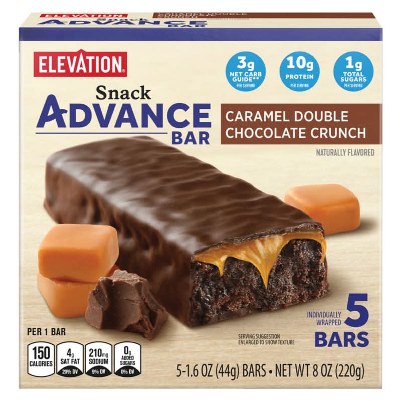 Elevation Advanced Snack Bars, Caramel Double Chocolate Crunch (5 x 1.6 oz)
