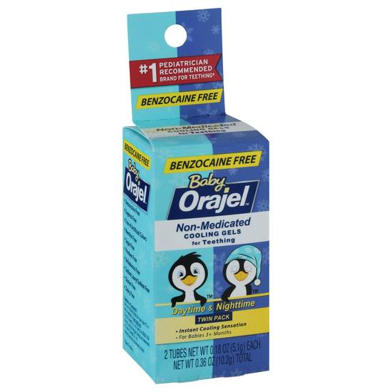Orajel Baby Twin pack Daytime & Nighttime Non-Medicated Cooling Gel For Teething (2 ct)