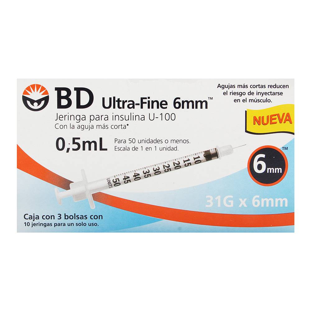 Bd ultra-fine jeringa para insulina u-100 (30 piezas)