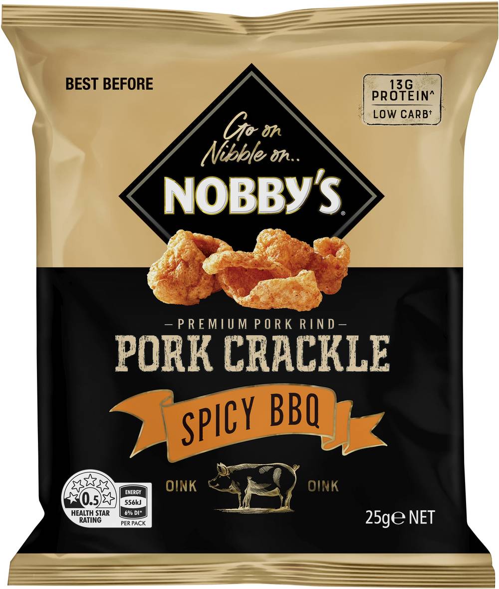 Nobbys Porky Bits Snacks Spicy BBQ 25gr ea