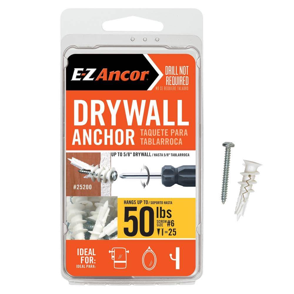 E-Z Ancor Twist-N-Lock 50 Lbs. Drywall Anchors (25-Pack)