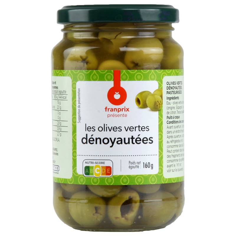 Olives vertes dénoyautées Franprix 160g