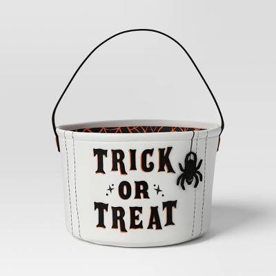 7.5" Fabric Halloween Candy Basket Trick or Treat - Hyde & EEK! Boutique™: Polyester, No Assembly, Spider Web Design