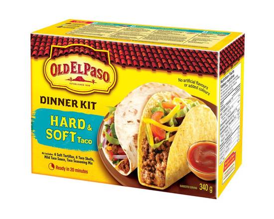 Old El Paso · Ensemble à tacos rigides et souples (340 g) - Taco hard and soft shell dinner kit (340 g)