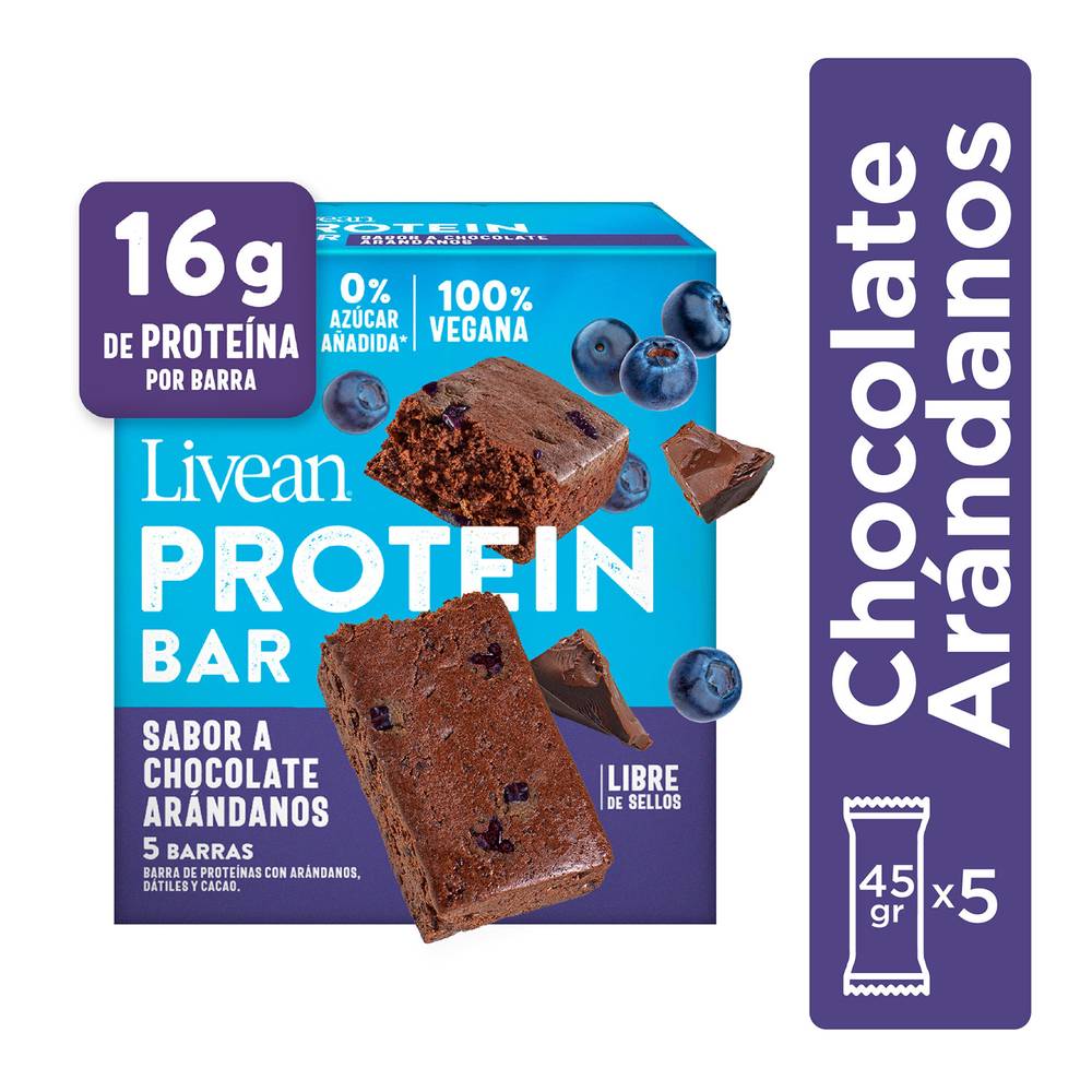 Livean barra proteína chocolate arándano (caja 5 u)