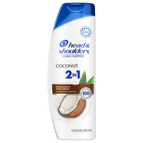 Head & Shoulders 2 in 1 Dandruff Shampoo and Conditioner, Anti-Dandruff Treatment, Coconut For Daily Use, Paraben Free