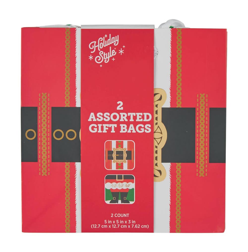 Holiday Style Christmas Square Gift Bags 5 In X 5 In 2 Ct Assorted