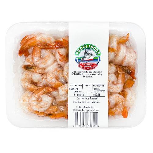 Cooked Tail On Shrimp 51/60 (approx 1 lb)