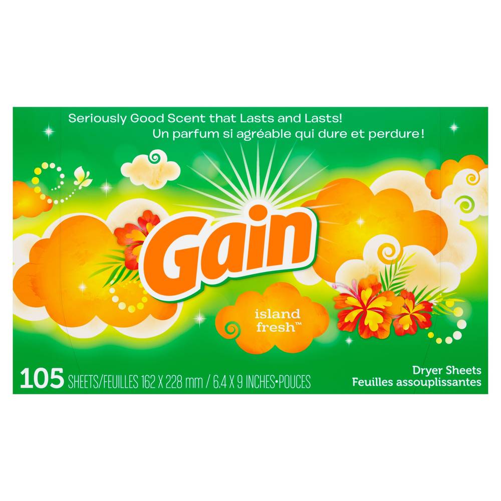 Gain Dryer Sheets, Island Fresh Scent, 105 Count