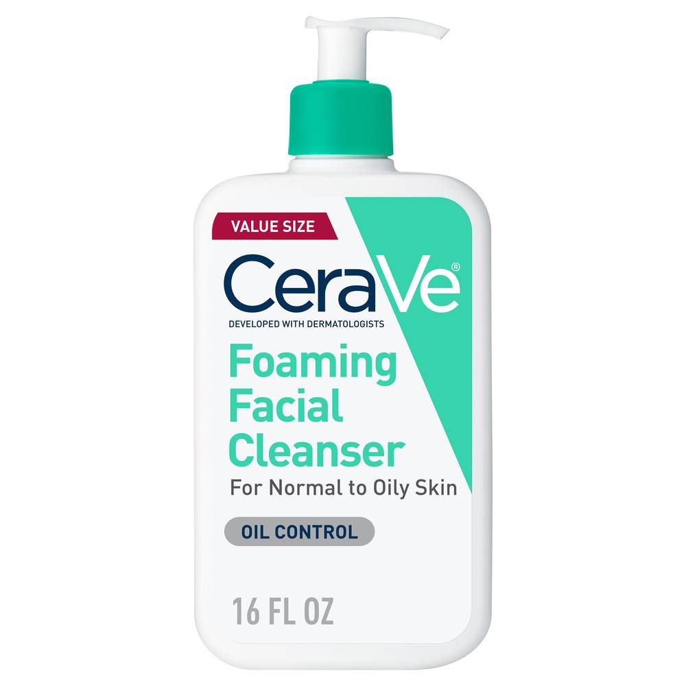 CeraVe Daily Face Wash, Foaming Cleanser for Normal to Oily Skin with Essential Ceramides & Niacinamide, 16 OZ