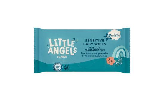 Asda Little Angels Plastic Free Sensitive 60 Baby Wipes