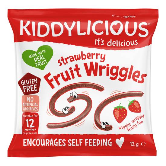 Kiddylicious Strawberry Fruit Wriggles 12+ Months 12g