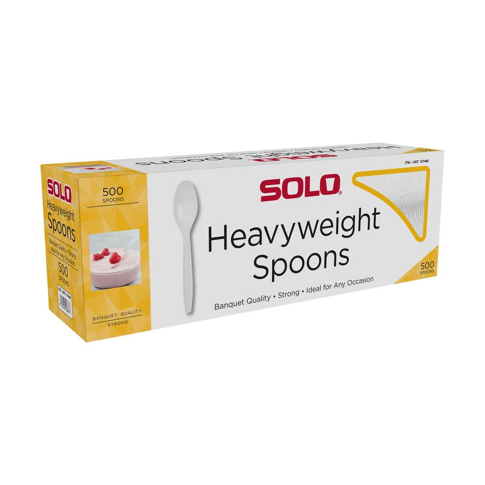 Solo Heavyweight Plastic Spoon, White, 500 count