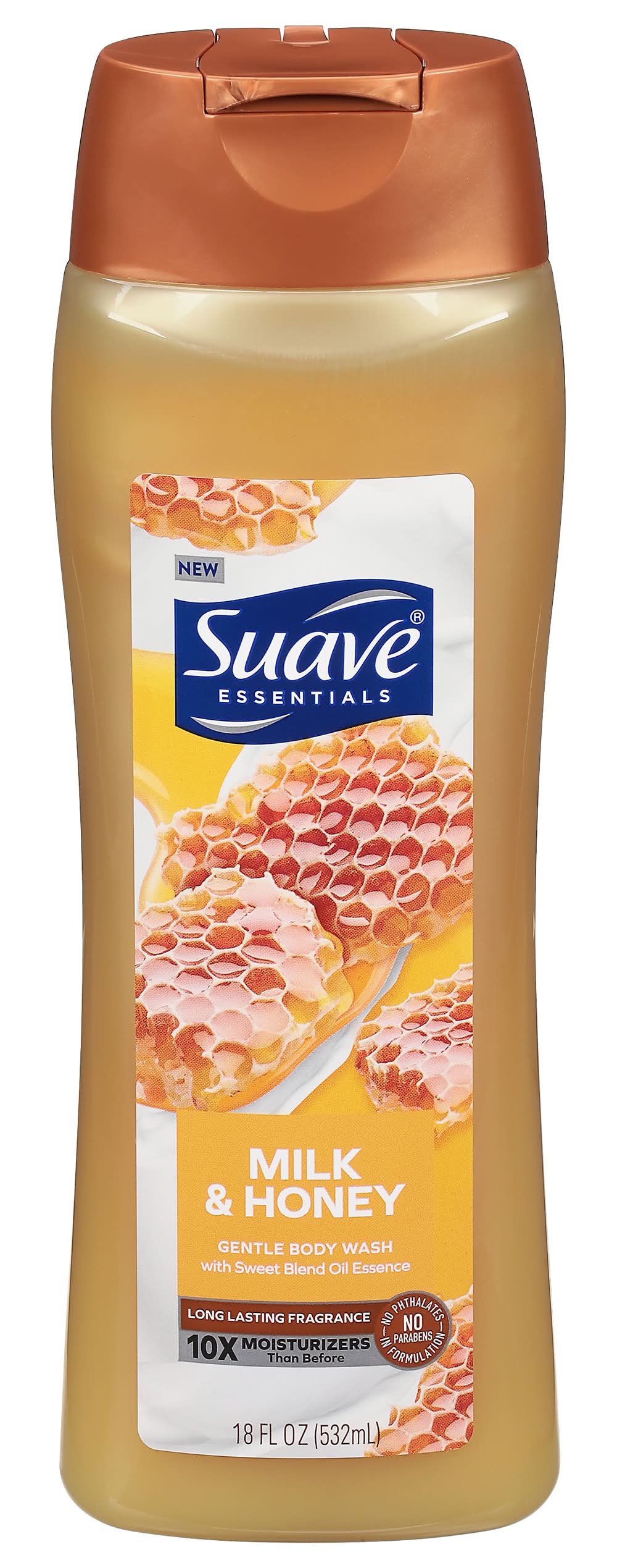 Suave Essentials Milk & Honey Body Wash With Sweet Blend Oil Essence (18 fl oz)