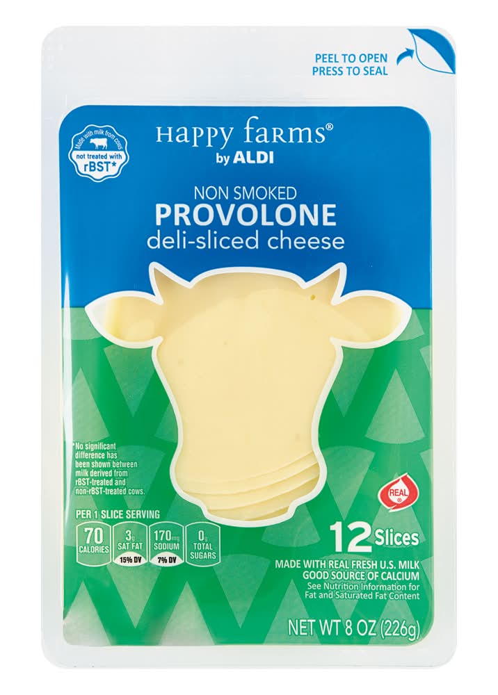 Happy Farms Non Smoked Deli Sliced Provolone Cheese (8 oz, 12 ct)