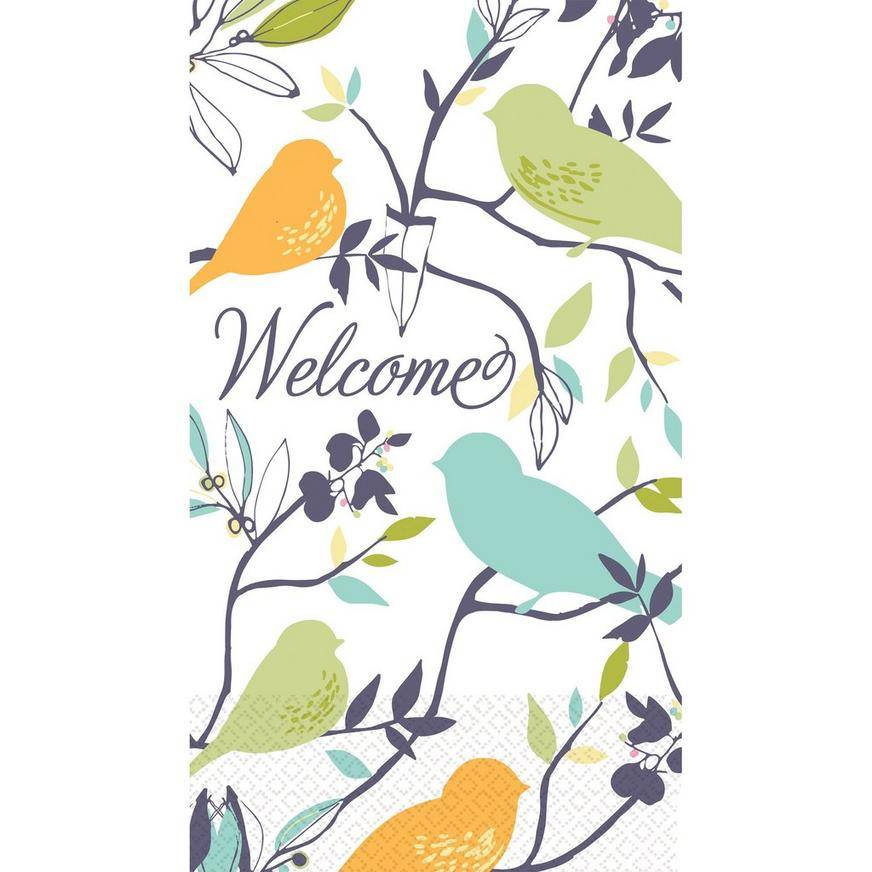 Eco-Friendly Welcome Birds Guest Towels 16ct