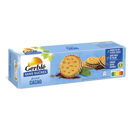 Biscuits fourrés cacao sans sucres GERBLE - le paquet de 12 - 185 g