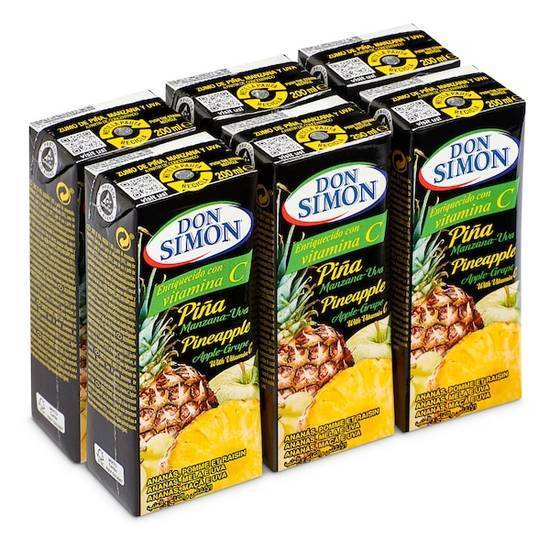 Zumo de piña, manzana y uva Don Simón brik 6 x 200 ml