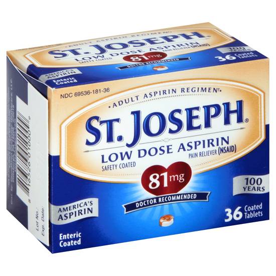 St. Joseph Low Dose Aspirin Coated Tablets 81 mg (36 ct)