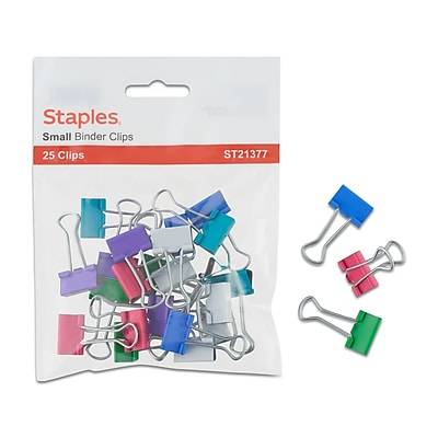 Staples Small Binder Clips (size-3/4,3/8 /teal- pink- purple- periwinkle-green - white)