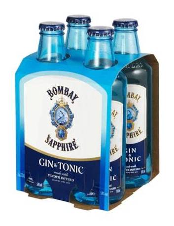 Bombay Sapphire Gin & Tonic Bottle 275ml (4 Pack)