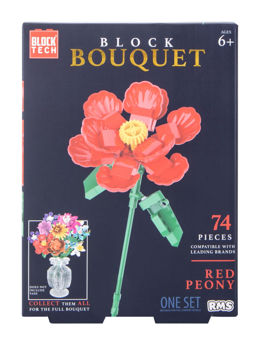 Block Tech™ Block Bouquet Set Red Peony