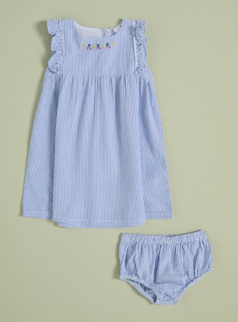 Opaline Vestido Rayas con Bordado y Calzón diseño 1 18m