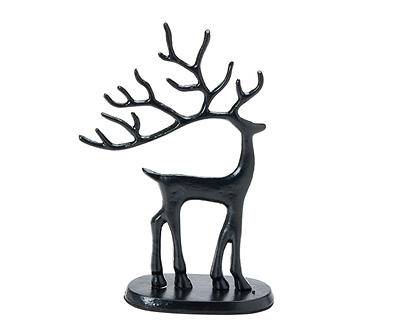 10" Matte Black Standing Deer Metal Tabletop Decor