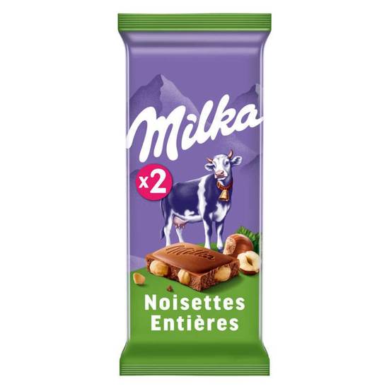 Milka Tablette Chocolat au Lait et aux Noisettes Entières 2x100g