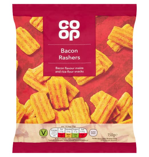 Co-op Bacon, Maize & Rice Flour Rashers (150g)