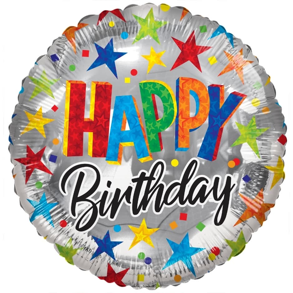 Inflated Happy Birthday Foil Balloon, 21.5 in, Multicolor