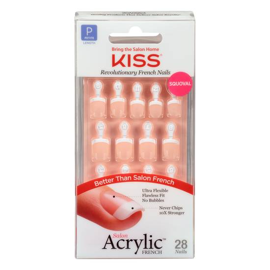 Kiss Salon Acrylic French Squoval Medium Length Nails (28 ct)