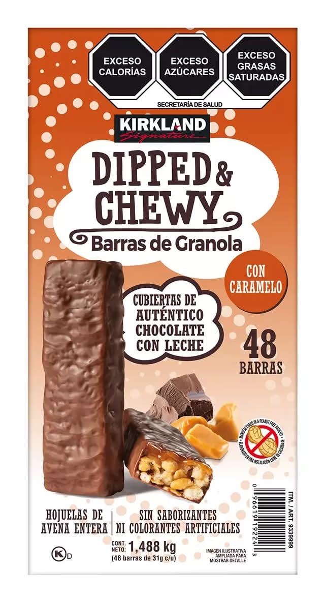 Kirkland Signature · Dipped & chewy barras de granola con caramelo cubiertas de chocolate (48 un)