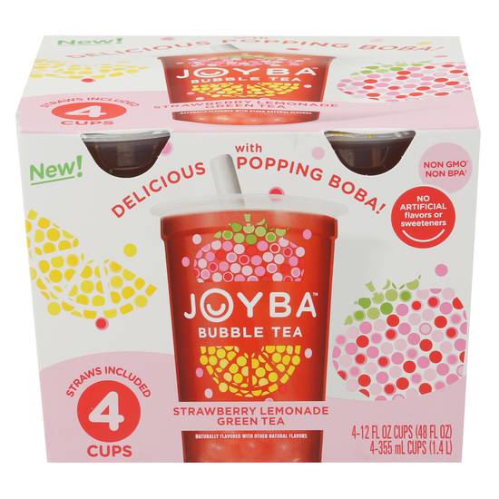 Joyba Strawberry Lemonade Green Tea Bubble Tea (4 ct, 12 fl oz)