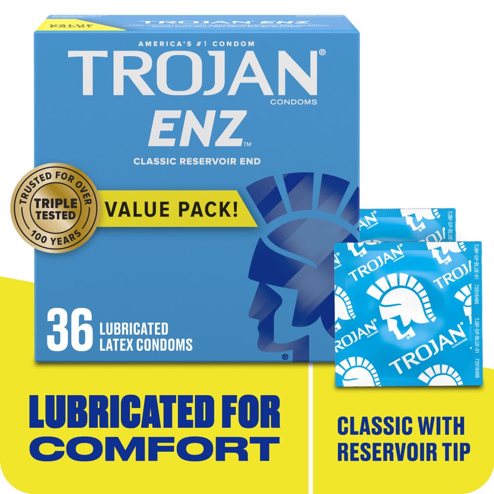 Trojan Enz Lubricated Latex Condoms Value pack, Men (36 ct)