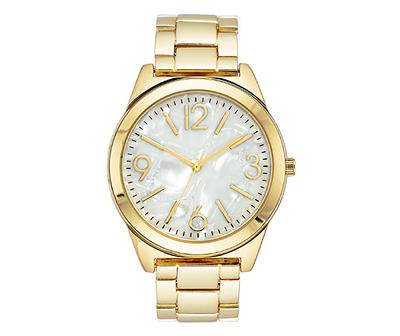 Womens Gold Metal Band Analog Wrist Watch (female)