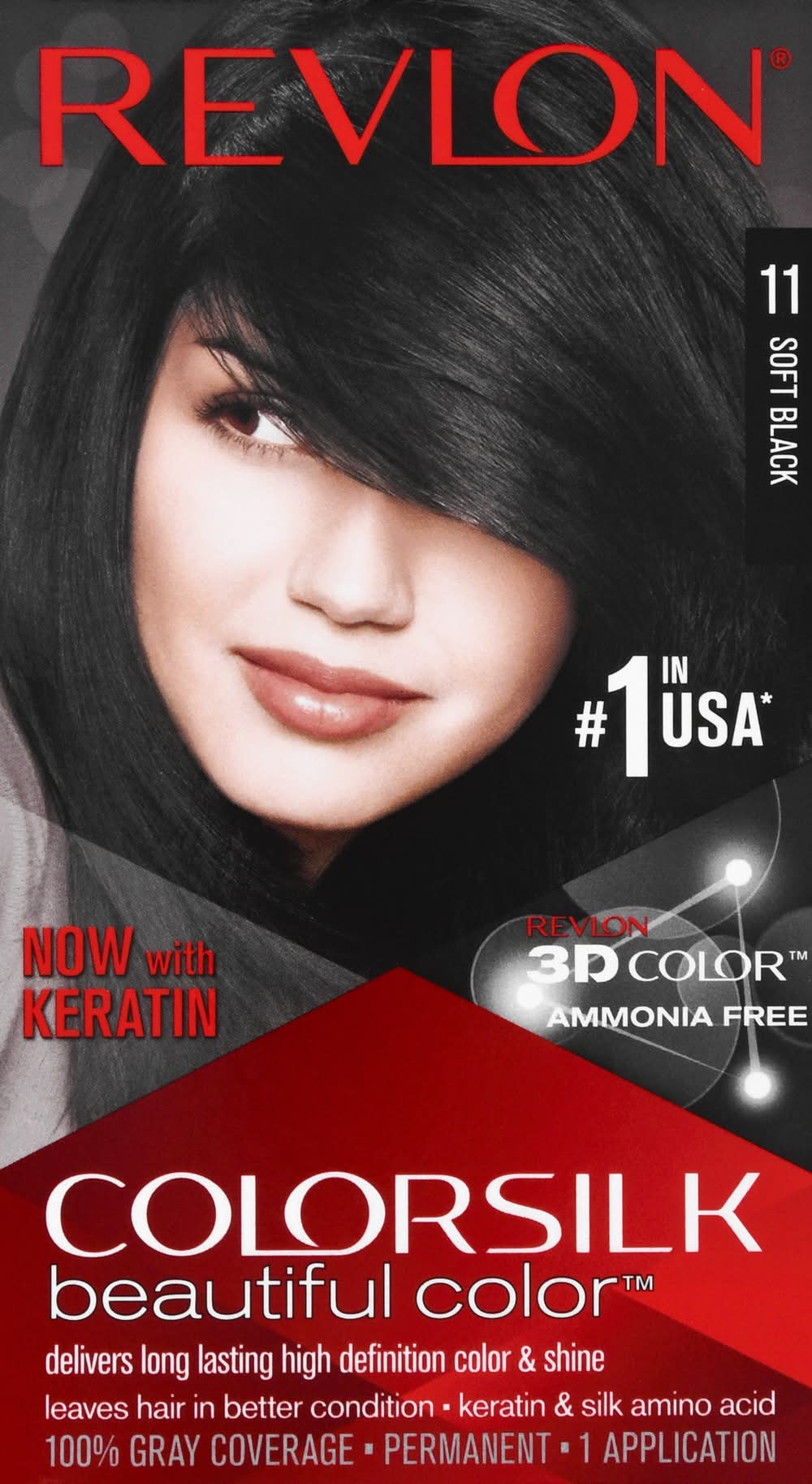 Revlon Colorsilk With Bond Repair Complex Permanent Hair Dye, 11 Soft Black