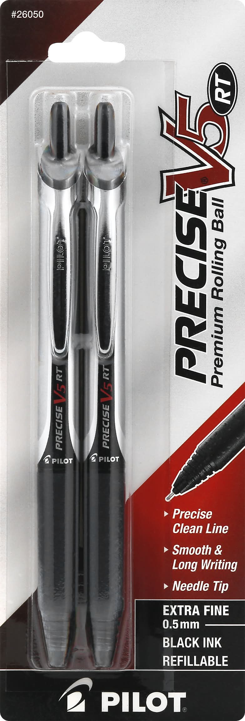 Pilot Precise Extra Fine Refillable Black Ink Rolling Ball Pens (1.6 oz)