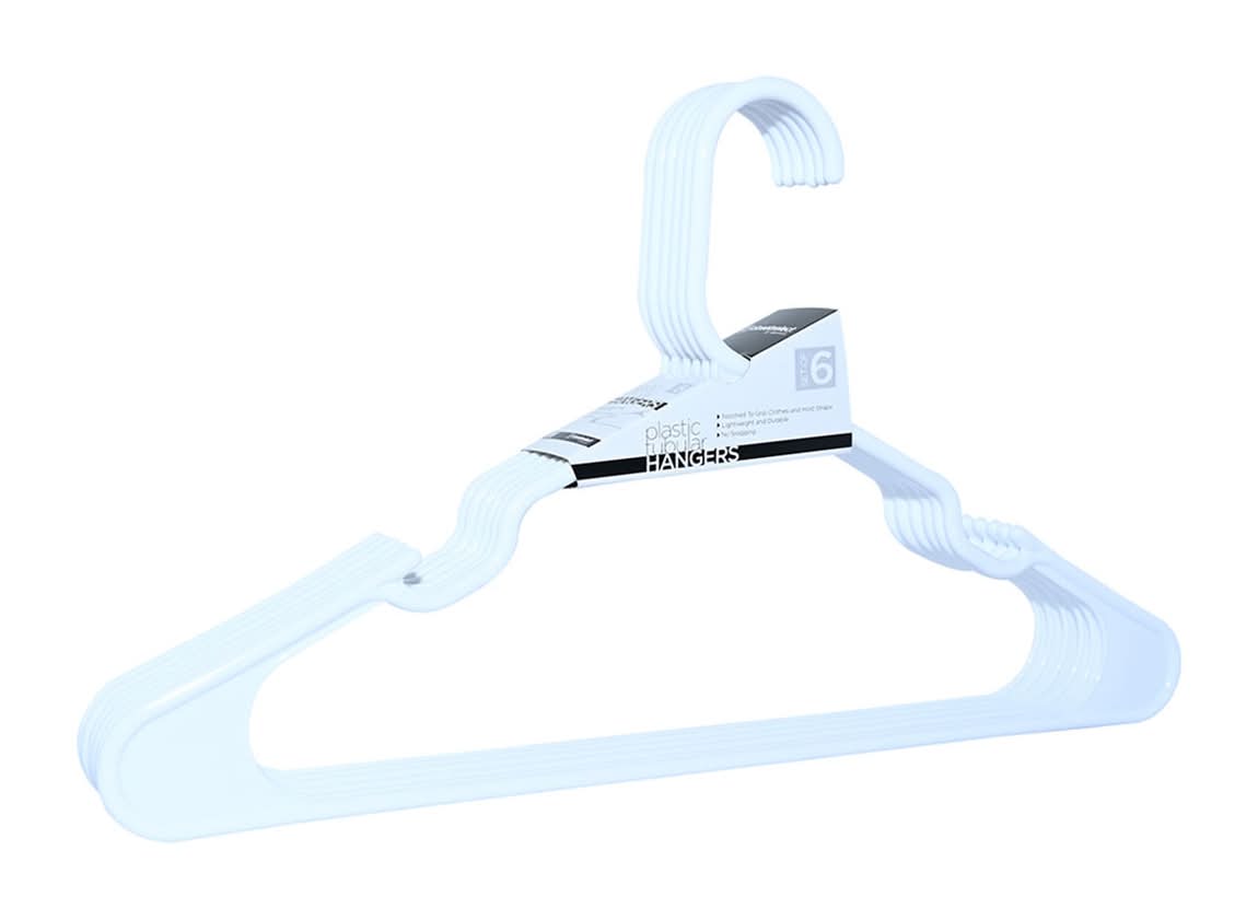 Plastic Tubular Hangers White 6 Ct