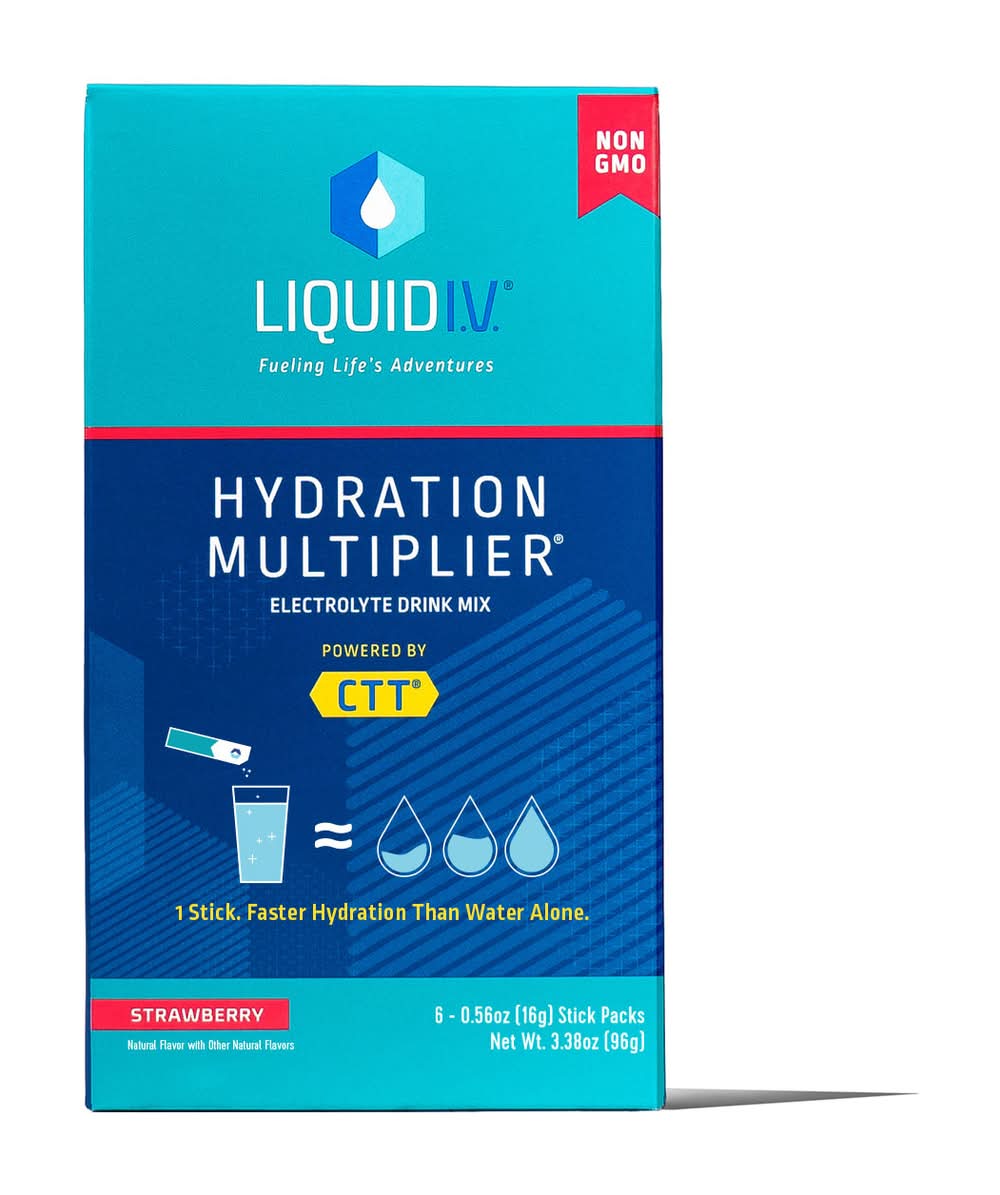Liquid I.V. Hydration Multiplier Electrolyte Drink Mix, Strawberry (3.38 oz, 6 ct)