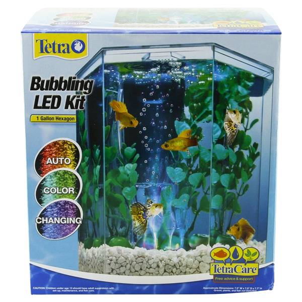 Tetra Hexagon LED Bubbler Aquarium Kit, 1 Gallon