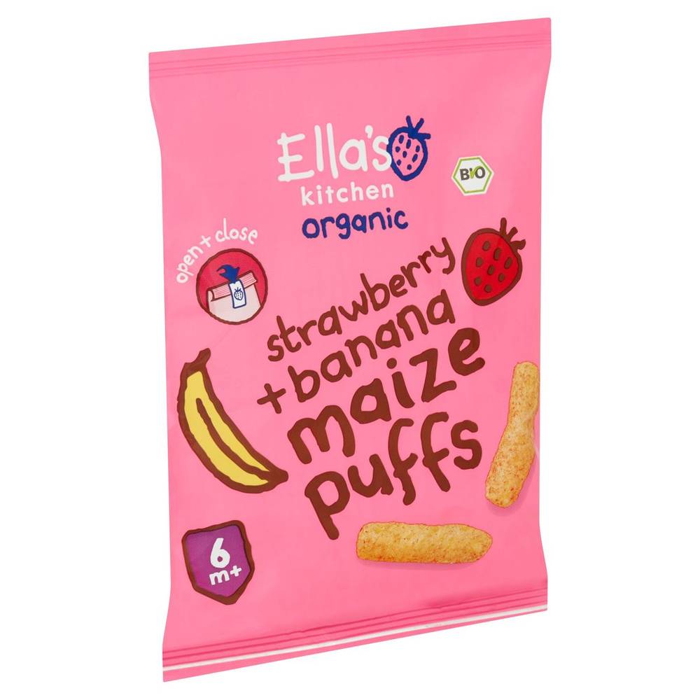 Ella''s Kitchen Organic Strawberry + Banana Maize Puffs 6m+ 20 g