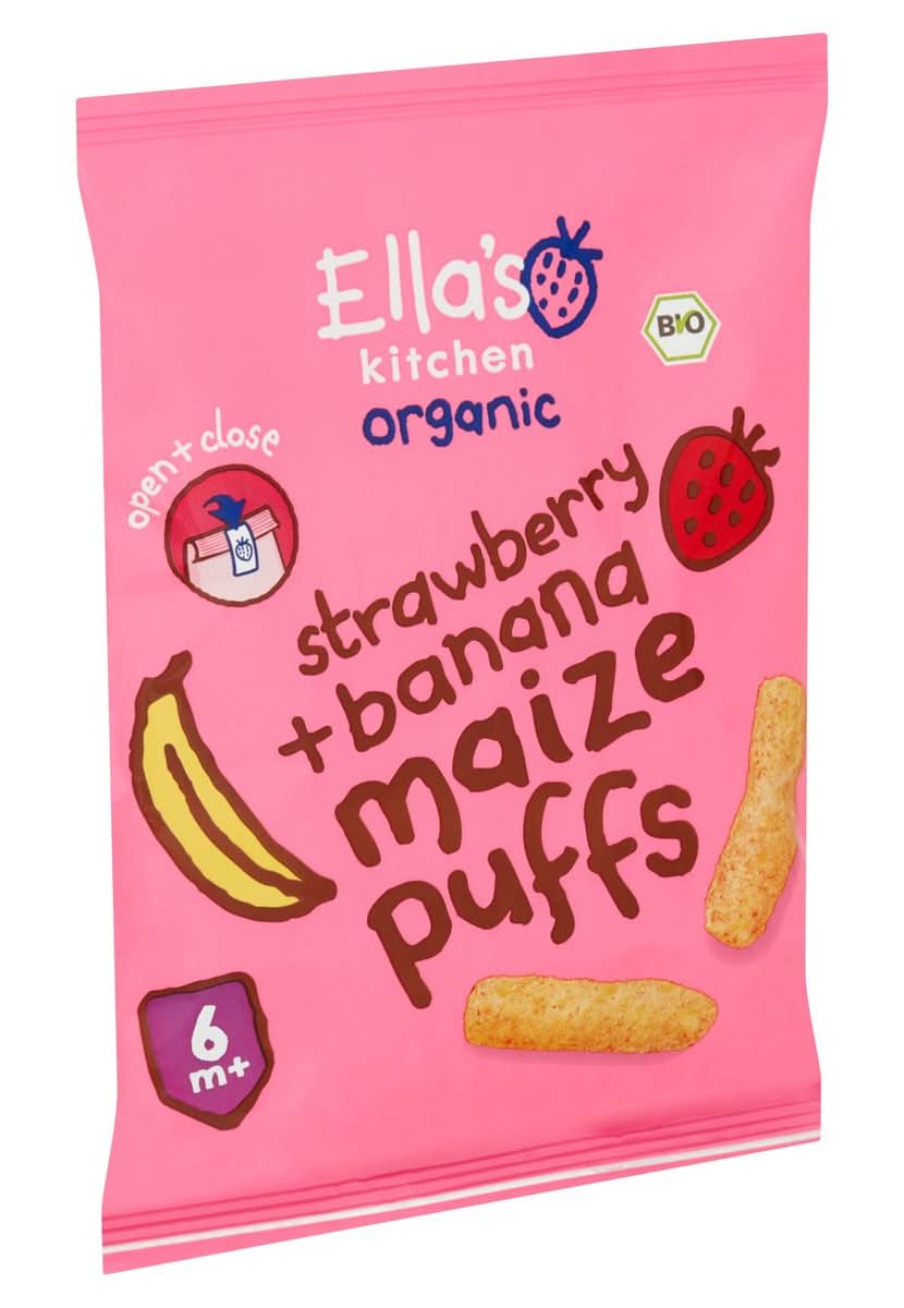 Ella''s Kitchen Organic Strawberry + Banana Maize Puffs 6m+ 20 g