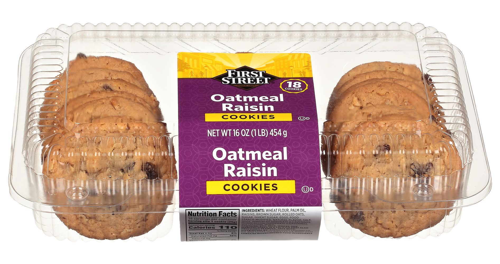 First Street Oatmeal Raisin Cookies (16 oz, 18 ct)