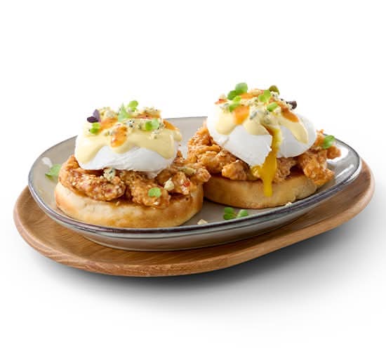 Buffalo Chicken & Blue Cheese Eggs Benedict