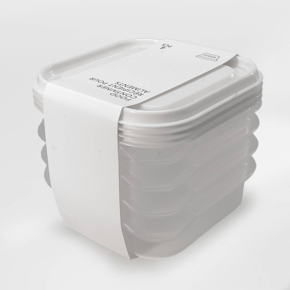 Miniso contenedores de plástico tapas de colores (4 piezas)