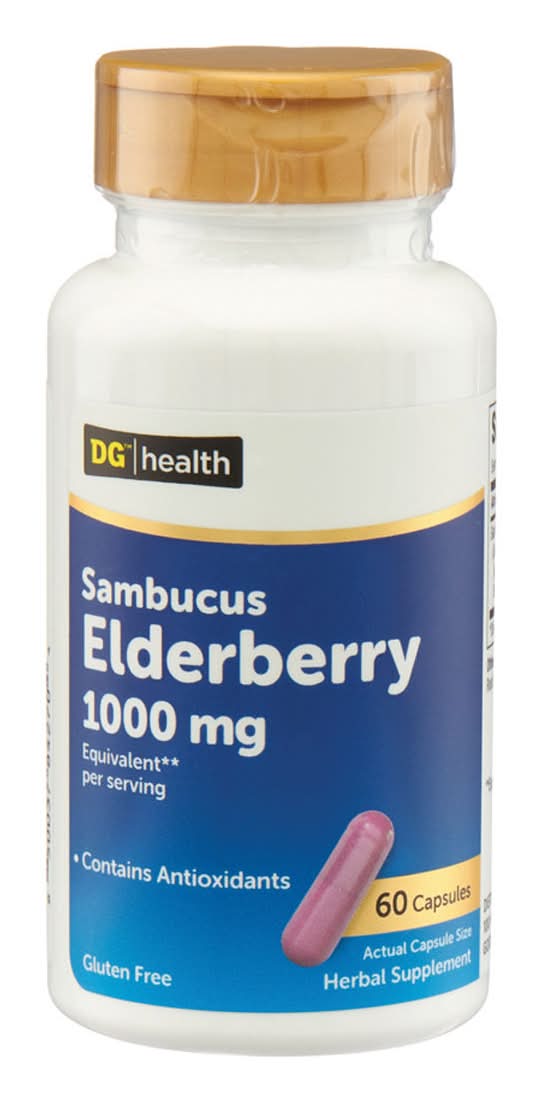 DG Health Sambucus Elderberry Herbal Supplement Capsules 1000 mg (60 ct)
